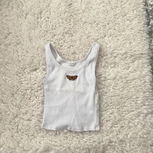 White butterfly tank top